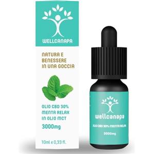 Lamacoppa Leaf Sciences Wellcanapa Olio CBD 30% alla menta rinfrescante in olio di Cocco (olio mct c8) CBD Oil gocce 100% Naturale e Vegetale Made in Italy. Rilassante, benessere generale