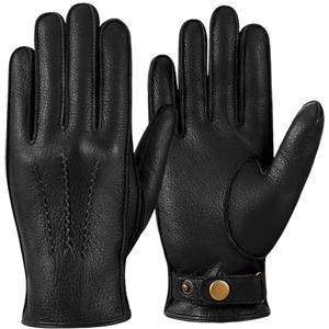 GSG SINCE 1998 Guanti in Pelle da Uomo Touchscreen Foderati in Lana Guanti Invernali nero Small