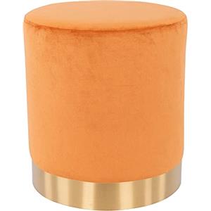 Shally Dogan Pouf in Velluto con Base in Metallo e Struttura in MDF, Design Moderno, Poggiapiedi Forma Cilindrica, Sgabello Tondo con Seduta Imbottita Morbida, Arredamento Interno (Terracotta)