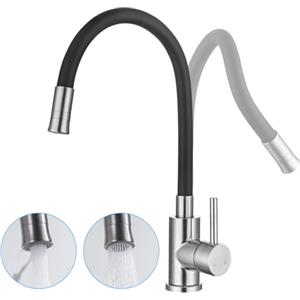 LakeBayMZC Rubinetto Lavello Cucina 2 Modelli di Spruzzo,Rubinetto da Cucina con Beccuccio Flessibile, Girevole a 360°Miscelatore Monocomando per Cucina,G3/8 Pollici
