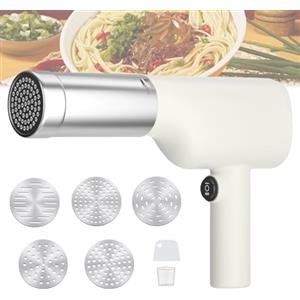 Kamanan 40W Acciaio Inox Ricaricabile Macchina per la Pasta Fresca,Macchina per Pasta Fresca Elettrica con 5 Dischi di Pasta,Macchina per Fare la Pasta in Casa,Macchina per Pasta Elettrica Portatile