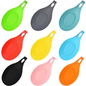 Belvanr Porta Cucchiaio Silicone 9 Pezzi Posa Cucchiaio in Silicone Poggia Cucchiaio in Silicone Poggia Cucchiaio Silicone Cucina Poggiamestolo Cucchiaio di Silicone Porta Cucchiaio Cucina