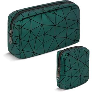 Playexen Trousse Trucchi Donna, 2 Pezzi Porta Trucchi Grande Piccola per Cosmetica, Pochette Donna Trucchi Multifunzionale Portatile Beauty Case da Viaggio, Borsa Impermeabile Idee Regalo Ragazza(Verde)
