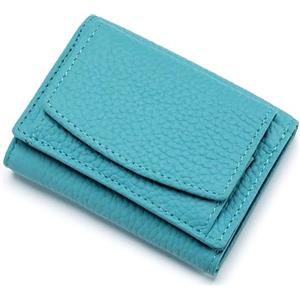 RRANCharltu Portafoglio Donna Piccolo in Vera Pelle RFID Blocco Portamonete Ragazze Piccolo Portafogli con Tasca per Monete Mini Borsellino, Blu cielo
