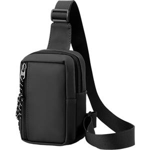 HAUMAUH Marsupio Uomo Borsello Tracolla Zaino Monospalla Borsa Running (Nero)