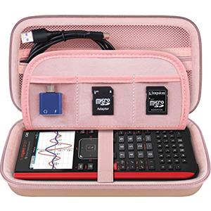 Elonbo Cassa di Viaggio Dura per Texas Instruments TI-Nspire CX II CAS/CX II/CX CAS Calcolatrice Grafico a Colori, Tasca con Cerniera Extra Adatta al Cavo di Ricarica, Caricatore, Manuale, Oro Rosa