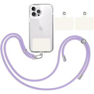 TBOC Cordino Catenella Laccio Strap Porta Cover [Lilla] + 2 Toppe di Fissaggio aggiuntive [Bianco Ice] Telefono Cellulare Collo - Tracolla Catenina cordini Cellulari Telefoni Universale Laccetti