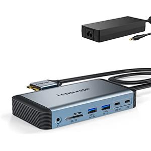 Lemorele Docking station USB C per MacBook Triple Display, Lemorele 12 in 2 USB C Hub con Dual HDMI, Gigabit Ethernet, 4 USB 3.0, 18 W PD Out, dati USB C, TF/SD, 3,5 mm audio/microfono