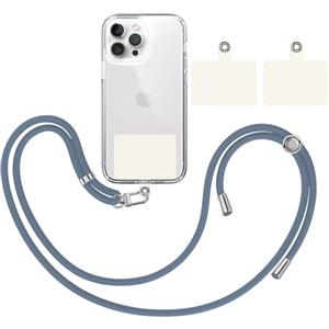 TBOC Cordino Catenella Laccio Strap Porta Cover [Blu] + 2 Toppe di Fissaggio aggiuntive [Bianco Ice] Telefono Cellulare Collo - Tracolla Catenina cordini Cellulari Telefoni Universale Laccetti