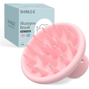 SHINLEA Massaggiatore Cuoio Capelluto in Silicone,Spazzola Shampoo aiuta la crescita dei capelli e rimuove la forfora,uso bagnato e asciutto,rosa