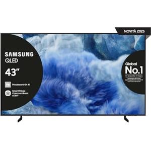 Samsung QLED 4K Vision AI Smart TV 43'' QE43Q8FAAUXZT, Q8F, Q4 AI Processor, 4K Upscaling, OTS Lite, Air Slim Design, 100% di Volume Colore con Quantum Dot, PACCHETTO INTRATTENIMENTO, 2025