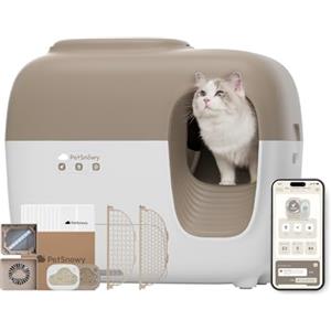 PetSnowy Snow+ Lettiera Gatto Autopulente con Stop all'odore di TiO2 alla fonte/Controllo tramite APP/7 livelli di protezione/Rilevamento multiplo di gatti, Max Capacità 83L per gatti 1,5-9 kg