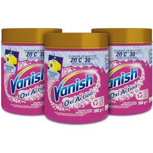 Vanish Oxi Action Multipower Polvere Rosa, Smacchiatore per Capi Colorati, 3 Confezioni da 500 g di Smacchiatore per Bucato, Additivo Lavatrice Multiazione senza Candeggina