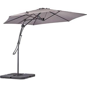 BAKAJI Ombrellone da Giardino Decentrato 3 x 3 Mt Palo in Metallo Chiusura a Leva Base a Croce Sistema Air Vent Arredamento Esterno Gazebo Piscina Giardino Terrazzo Ambienti Esterni (Grigio)