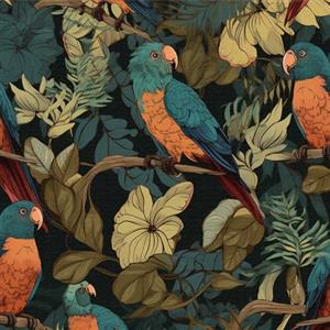 ICYEHAO Carta da Parati con Fiori e Uccelli,44 x 600cm Carta da Parati Verdi Carta da Parati con Foglie Verdi Carta Parati Foresta Carta da Parati Scura per Mobili,Cucina,Camera da Letto,Soggiorno,Bagni