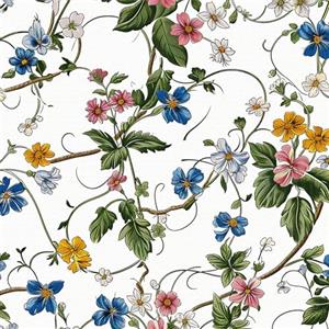 ICYEHAO Carta Adesiva Fiori Rosa e Blu,44 x 600cm Carta da Parati Floreale Gialla e Nero Ramo Carta da Parati con Foglie Verdi Carta da Parati Botanica Boho Carta Adesiva per Mobili,Camera da Letto,Soggiorno