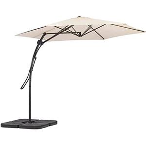 BAKAJI Ombrellone da Giardino Decentrato 3 x 3 Mt Palo in Metallo Chiusura a Leva Base a Croce Sistema Air Vent Arredamento Esterno Gazebo Piscina Giardino Terrazzo Ambienti Esterni (Ecru)