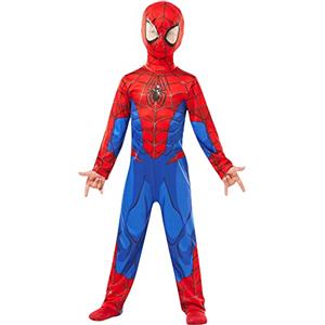 Rubie's Rubies Costume Spiderman Classico per ragazzi e ragazza, Tuta stampata, copriscarpe e maschera, Oficiale Marvel per Carnevale, Halloween, Natale e cumpleanno
