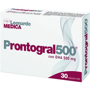 LEONARDO MEDICA Prontogral500 - Integratore alimentare con DHA, beta-carotene, acido folico e vitamine per gravidanza e allattamento - 30 Capsule