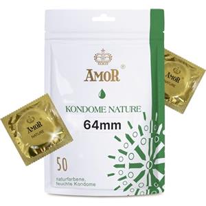 AMOR NATURE Preservativo Premium posizionamento perfetto e misure adatte a tutti - Ø 64 mm Trasparente confezione da 50