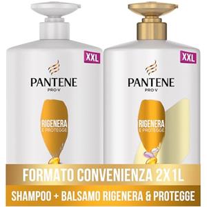 Pantene Pro-V set da 2 pezzi, 1 x Shampoo protettivo alla cheratina 1000 ml + 1 x Balsamo 900 ml, per capelli deboli o danneggiati, ripara i danni dello styling, massima praticità