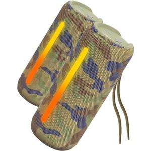 MU LIN cassa bluetooth doccia Portatile Impermeabile cassa bluetooth potente, altoparlante bluetooth portatile, Luce RGB, AUX & Micro SD,MILITARE 2PZ
