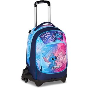 Seven Trolley Lilo & Stitch Scuola Jack 3 Ruote, Blu, Zaino Con Carrello Sganciabile Da 33 Litri, Per Scuola Elementare e Media, Bambina