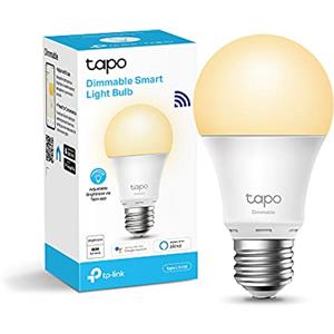 Tapo L510E Lampadina Wi-Fi E27, Funziona con Amazon Alexa e Google Home, 806 lumen, Giallo caldo dimmerabile dall' 1% al 100%, 2700 K, Controllo da remoto, 1 pezzo