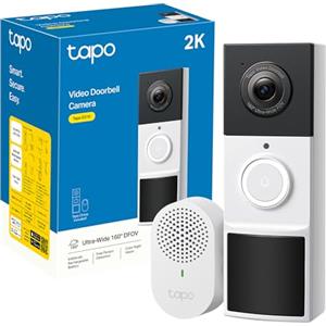 Tapo D210 Videocitofono 2K 3MP, Visione Notturna a Colori, Campo Visivo Etra-Largo, Rilevamenti Smart AI, Audio Bidirezionale, Comunicazione Diretta da APP, Batteria Dura 6 Mesi, Antifurto, IP65