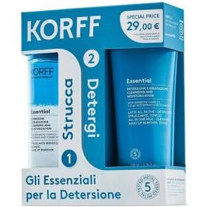 Korff Bipack Essential: Struccante Bifasico 150ml e Latte Crema All In One 200ml per Pelli Sensibili