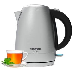 Taurus Selene Bollitore Elettrico 2200W, 1.7 l, Spegnimento Automatico, Fermacavo, LED, Facile Pulizia, 2200 W, 1.7 Litri, Vetro borosilicato, Acciaio Inossidabile Antimpronta