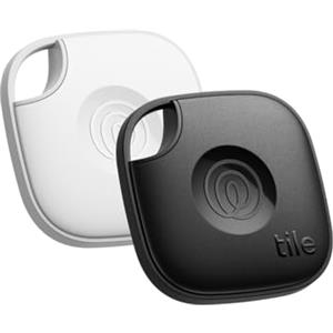 Tile by Life360 Mate (2024) - Localizzatore, cerca oggetti e tracker Bluetooth per chiavi, borse e altro. Trova telefono. Compatibile con iOS e Android. Pacchetto da 2 (Bianco/Nero)