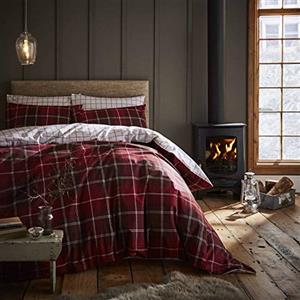 Catherine Lansfield Tartan Check Red Set copripiumino 160 x 220 + 50 x 70