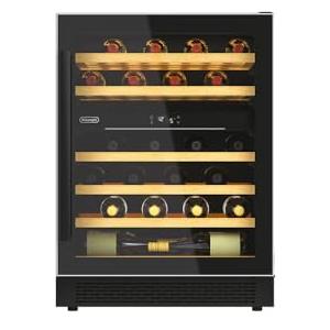 De'Longhi CA6DZ6G Cantinetta Refrigerata Vino, Da Incasso, Sotto Top, 134 Litri, 39 dB(A) 8 Ripiani In Legno, Controllo Temperatura, Luce Interna, Porta Reversibile, Colore Nero, Classe Energetica F
