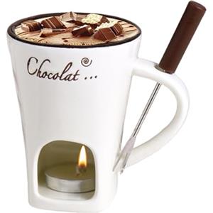 Generico Set per fonduta di candele da tè, set di tazze per fonduta di cioccolato - Tazza per fonduta Tazza per fusione in ceramica con pentola calda - Scaldaburro riscaldante Melting Pot per tè e cioccolato p