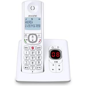 ALCATEL F530 Voice - Telefono fisso cordless DECT con segreteria - Grande display retroilluminato - Vivavoce - Funzione blocco chiamate - 2 tasti di memoria diretta - Bianco/Grigio
