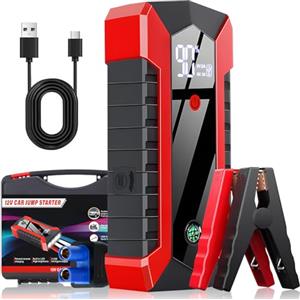 Anluomania Avviatore Batteria Auto 600A, 12V Booster Avviamento Auto, Avviatore Emergenza (per Motori Fino a 3L Benzina), Jump Starter 6000mAh con Display LCD e Luce LED, Starter Batteria auto
