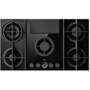 Elica PRF0196341, Piano cottura a gas con cappa aspirante integrata NIKOLATESLA FLAME EVO BL/A/88, Black