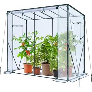 Ohuhu Serra da Giardino con Finestre, Mini Serra Walk-in con Pellicola di Copertura in PE da 130g/m², 200x77x170 cm serra da balcone Resistente e Durevole Multiuso Riparo per Piant, Trasparente