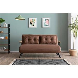 Dmora - Divano Letto 2 posti Merak, Sofà trasformabile, Divanetto per Ospiti, Poltrona Letto, 133x78 h78 cm, Sabbia
