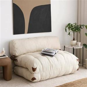Dmora - Divano Letto 2 posti Dysnomia, Sofà trasformabile, Divanetto per Ospiti, Poltrona Letto, 120x75 h79 cm, Crema