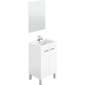 Dmora Mobile sottolavabo da Terra, Ante battenti e Due Ripiani Interni, Color Bianco Lucido, cm 50 x 80 x 40