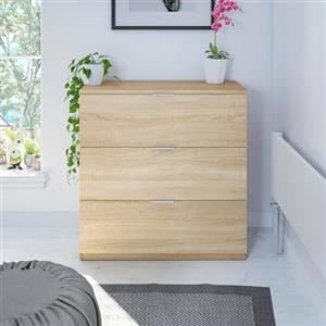 Dmora - Cassettiera Whittier, Cassettiera camera da letto, Settimino a 3 cassetti, 77x38h80 cm, Rovere