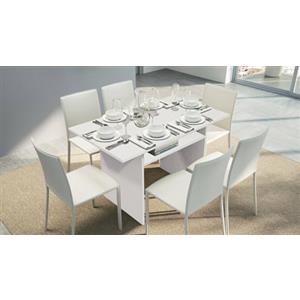 Dmora - Consolle allungabile Lavanda, Tavolo da pranzo con apertura a libro, Consolle multiuso allungabile, 100% Made in Italy, 120x70h75 cm, Bianco