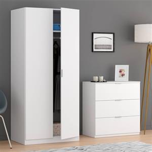 Dmora - Cassettiera Bridgeport, Settimanale moderna a 3 cassetti, Mobile Comò basso per camera da letto, Mobile Settimanale, 77x38h80 cm, Bianco