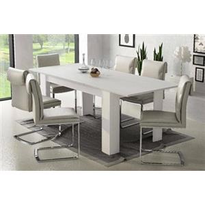 DMORA Tavolo allungabile Moderno, Colore Bianco, cm 160 x 79.5 x 88, Fino a 220 cm con allunga, UNICA