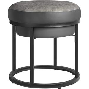 SONGMICS HOME LUIZ Collezione - Sgabello Rotondo, Sgabello da Trucco, Poggiapiedi, Piano Reversibile, Tavolino, Portata 300 kg, per Camera da Letto Soggiorno Ingresso, Grigio Tortora LOM080G01