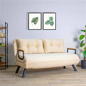 Dmora - Divano Letto 2 posti Merak, Sofà trasformabile, Divanetto per Ospiti, Poltrona Letto, 133x78 h78 cm, Crema