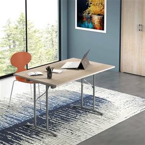 Dmora - Tavolo pieghevole Arnica, Tavolo da campeggio con gambe pieghevoli in metallo, Tavolo da pranzo moderno multiuso, 100% Made in Italy, 125x75h80 cm, Rovere e Grigio