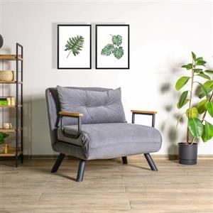 Dmora - Poltrona Quaoar, Seduta Imbottita, Divano Singolo da Salotto, Sedia con braccioli, 60x78 h78 cm, Grigio